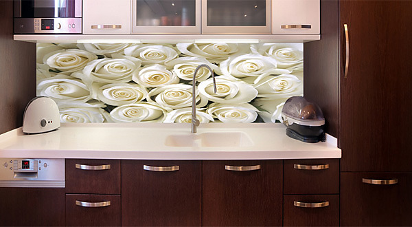 Kuchyňská fototapeta - Bílé růže 266